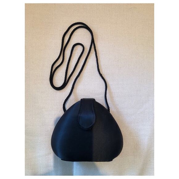 Vintage Handbags - Vintage Black Satin Mini Evening Crossbody Bag